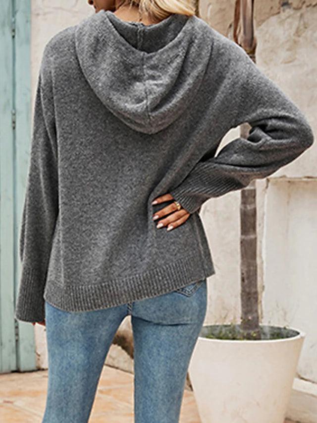 Sweat à capuche femme uni coton confortable quotidien décontracté