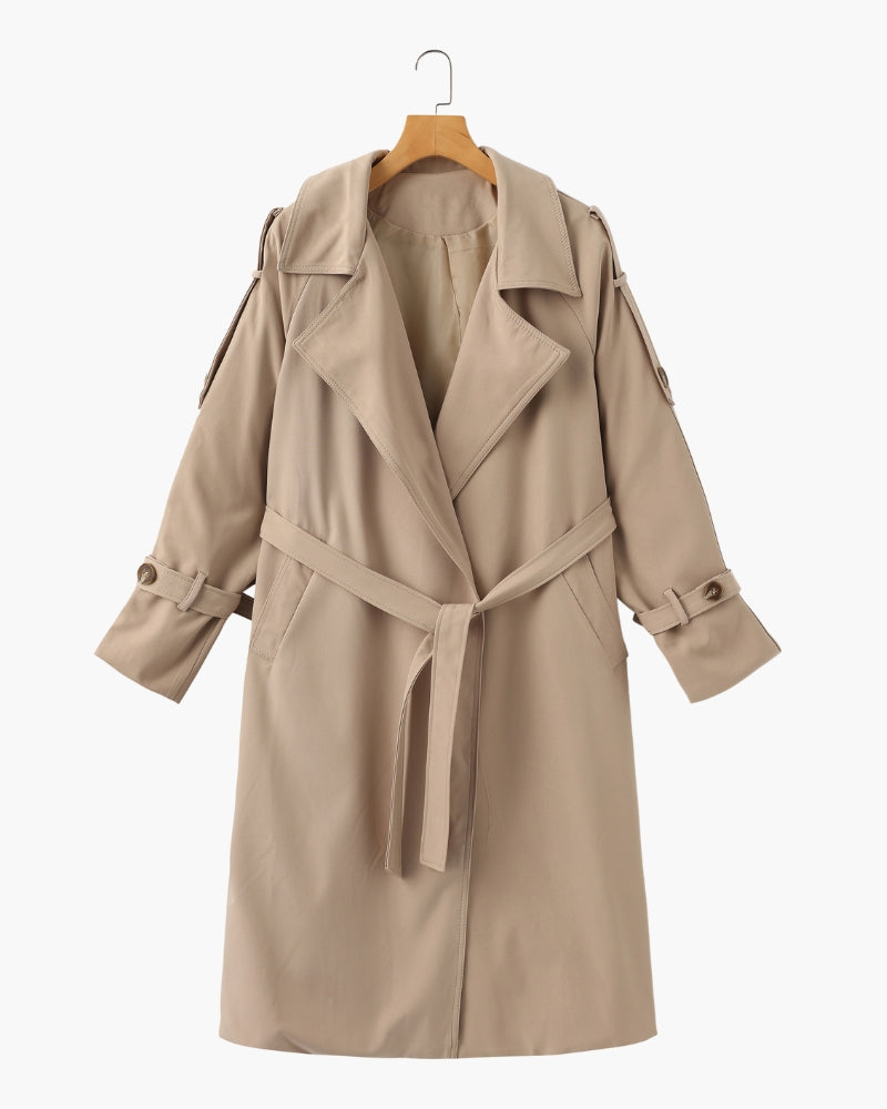 Trench-Coat Larges Revers Ceinture Amovible pour Femme