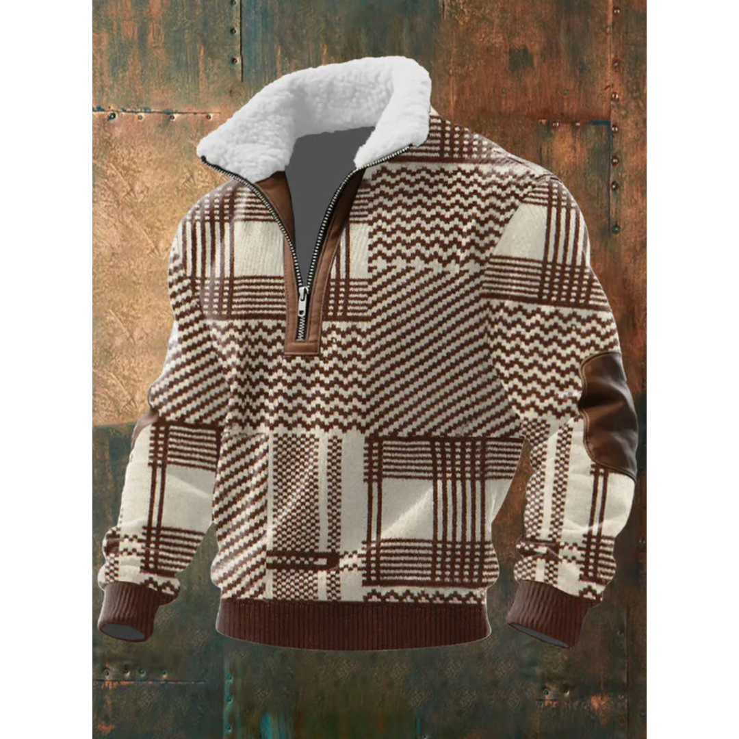 Men's warm lightweight fleece sweater, stand-up collar, outdoor activities