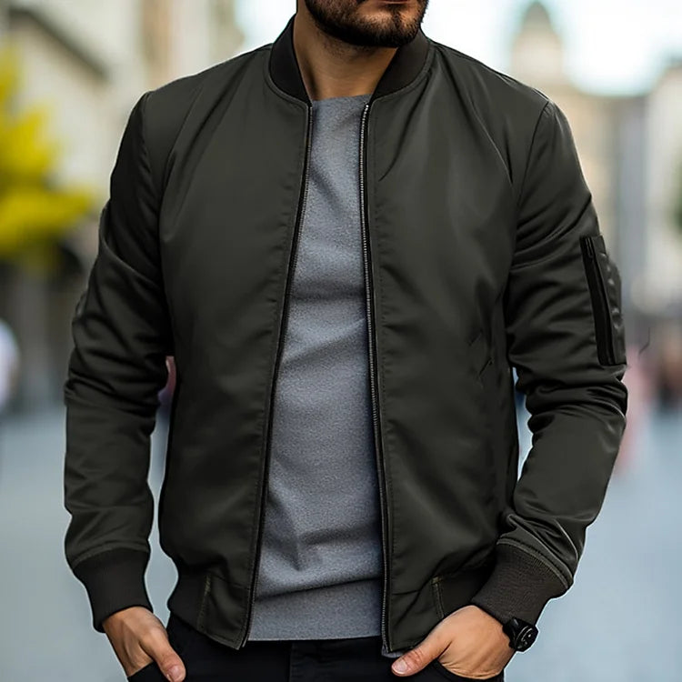 Chaqueta bomber de hombre con cremallera, ligera y de corte urbano para primavera