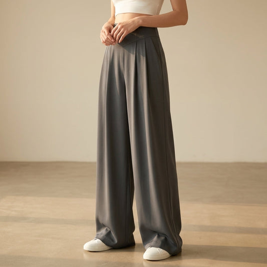 Pantalón de algodón de corte sastre y talle alto para mujer