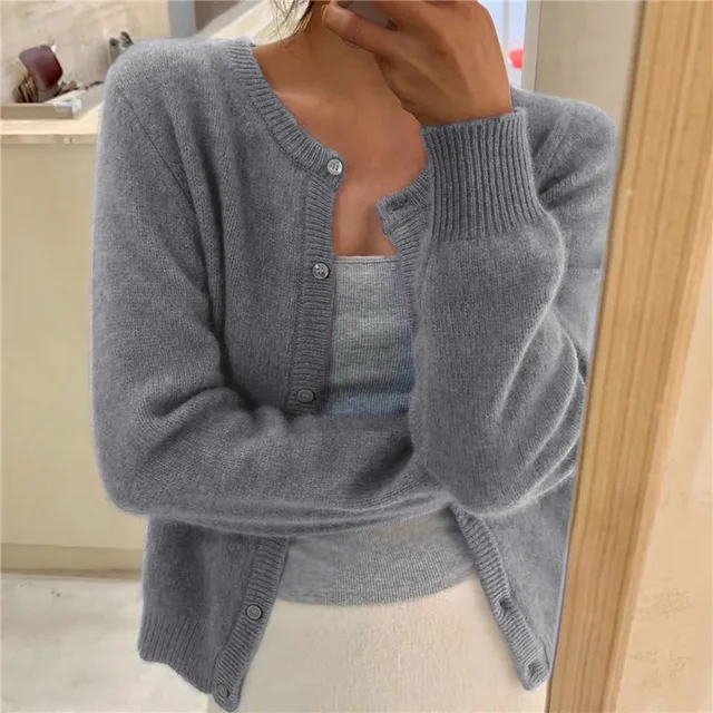 Cardigan Sydney da donna in maglia fine, vestibilità ampia ed eleganza naturale