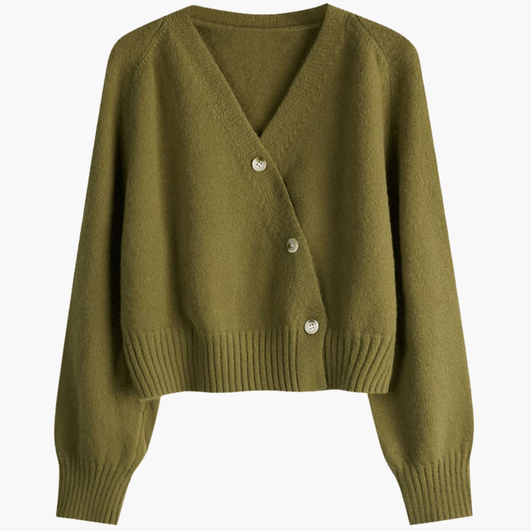 Cardigan da donna con scollo a V, bottoni, bordi a coste e vestibilità comoda