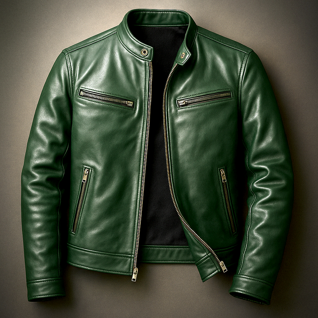Chaqueta de cuero urbana informal para hombre, de estilo vintage, con forro de algodón y cremallera