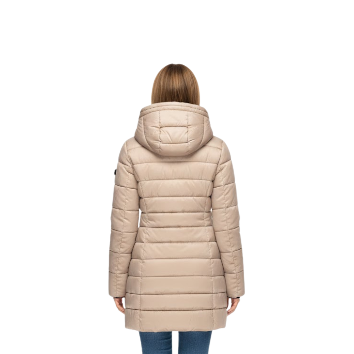 Parka acolchada de largo medio para mujer, con capucha y corte ajustado, ideal para el invierno