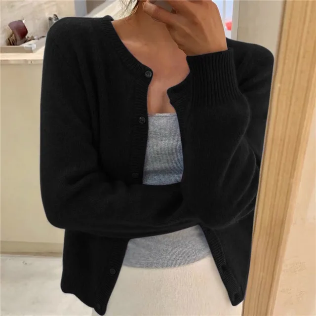 Cardigan Sydney da donna in maglia fine, vestibilità ampia ed eleganza naturale