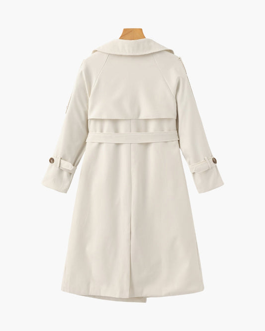 Women's Trench Coat with Wide Lapels and Removable Belt