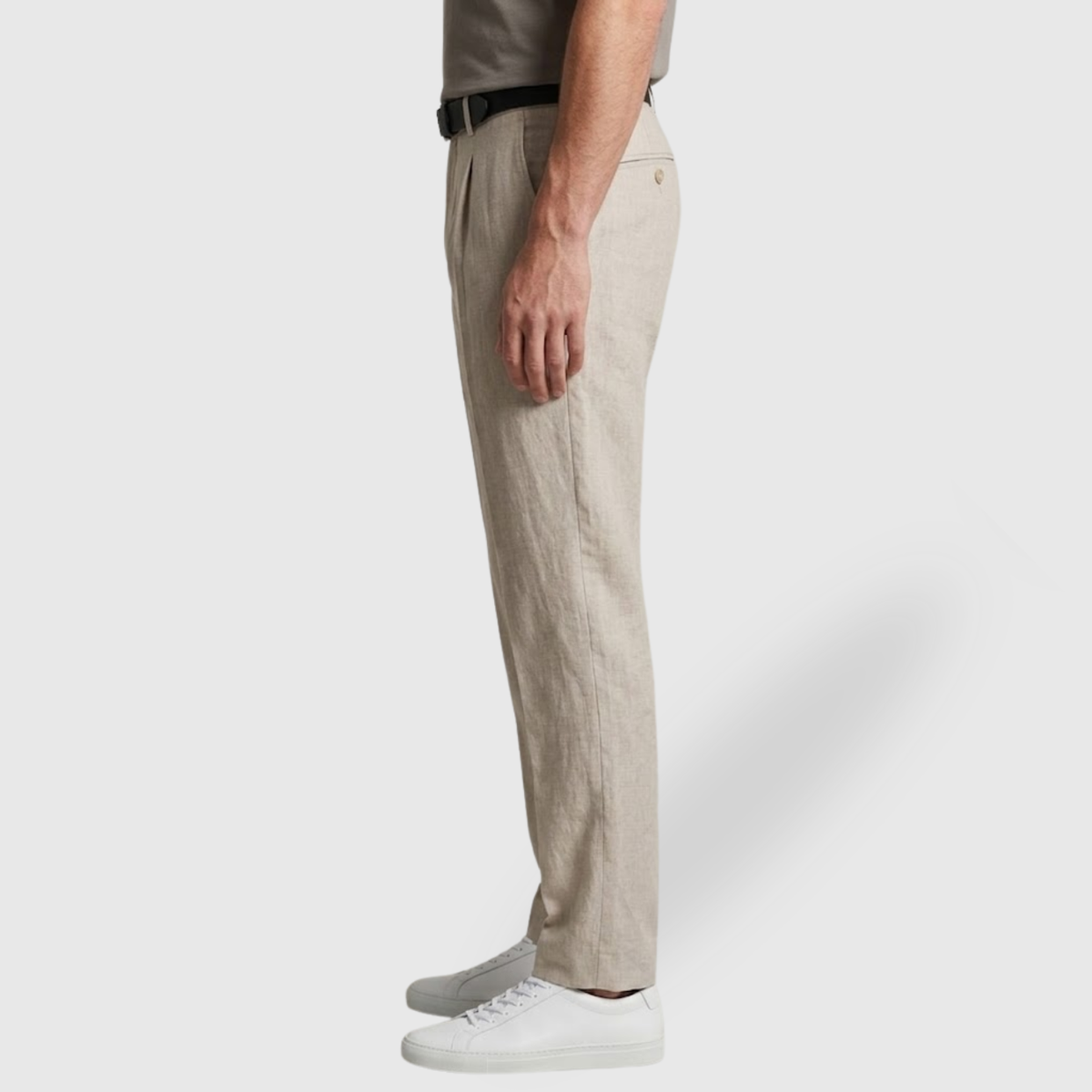 Pantalon en lin homme coupe droite taille élastique cordon ajustable