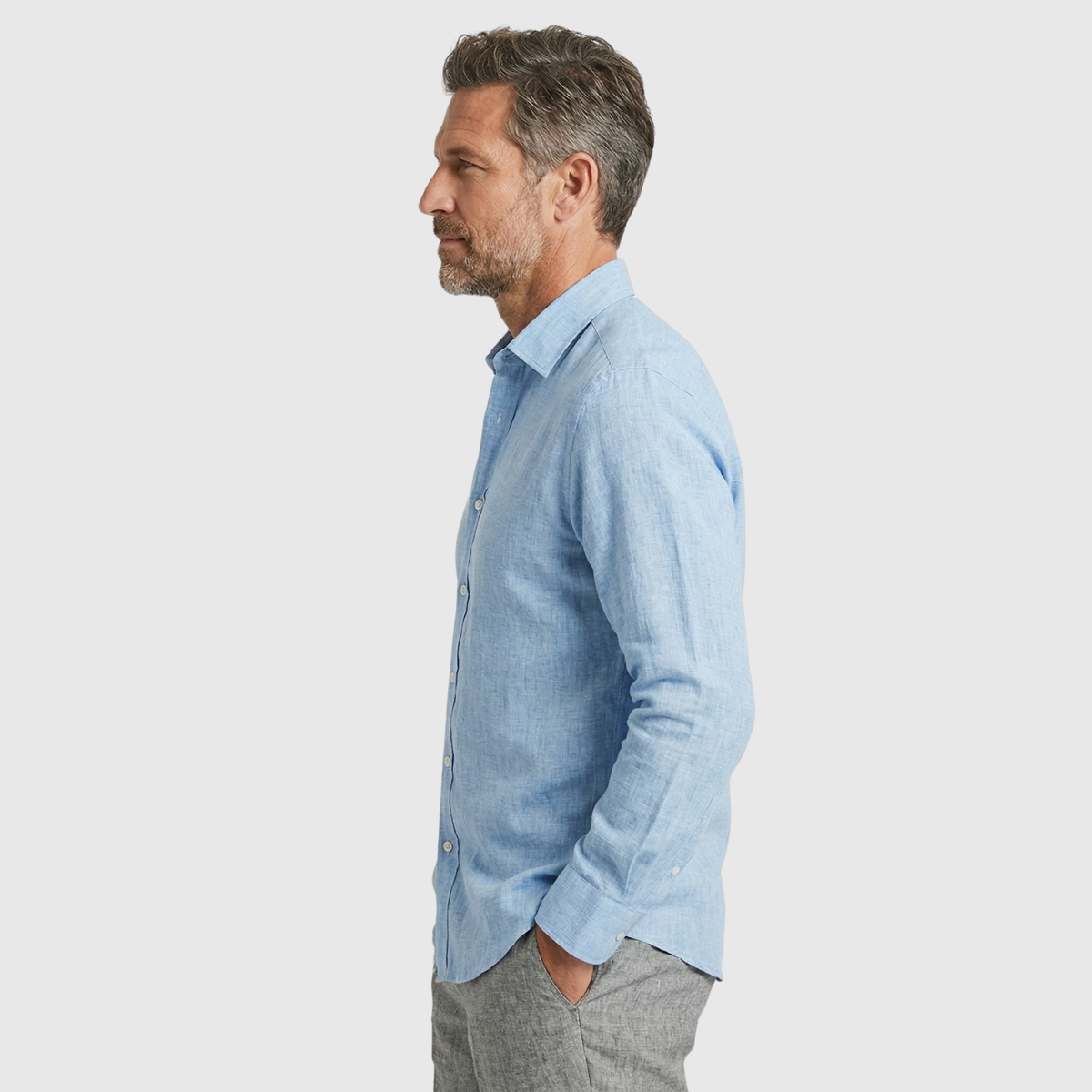 Chemise homme en lin manches longues coupe légère respirante été