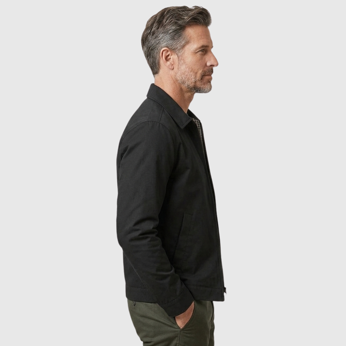 Veste homme doublée fermeture zippée col chemise coupe droite