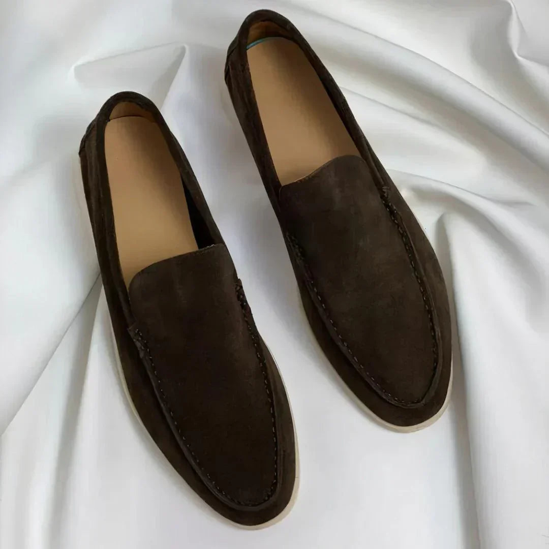 Men's soft suede loafers with lightweight soles and refined style