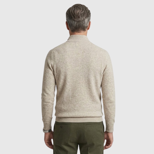 Maglione da uomo con colletto a imbuto e mezza zip, a maniche lunghe, dal taglio casual