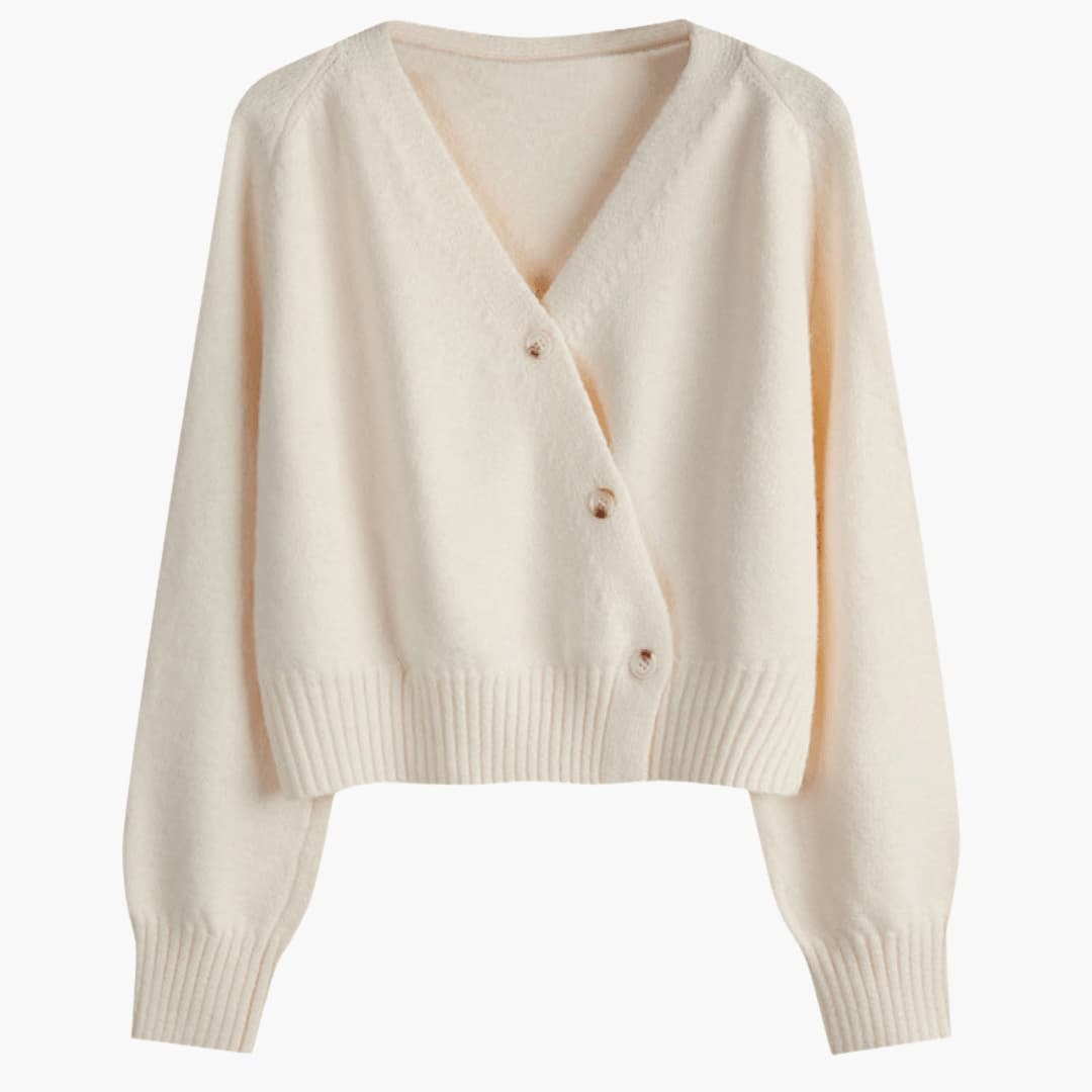 Cardigan da donna con scollo a V, bottoni, bordi a coste e vestibilità comoda