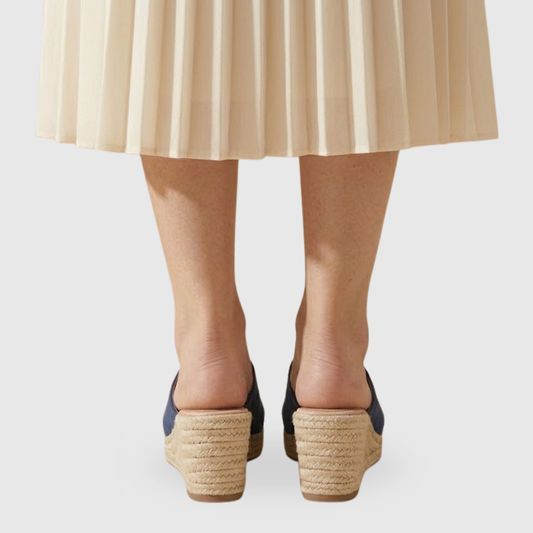 Women's Wedge Mules with Rope Sole and Espadrille Style, Closed Toe
