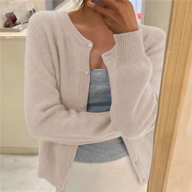 Cardigan Sydney da donna in maglia fine, vestibilità ampia ed eleganza naturale
