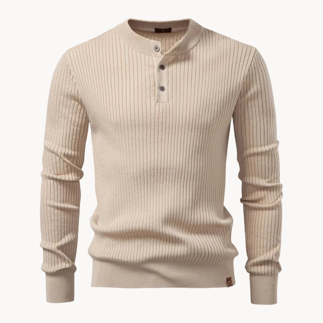 Pull homme col rond boutonné usage quotidien confort smart