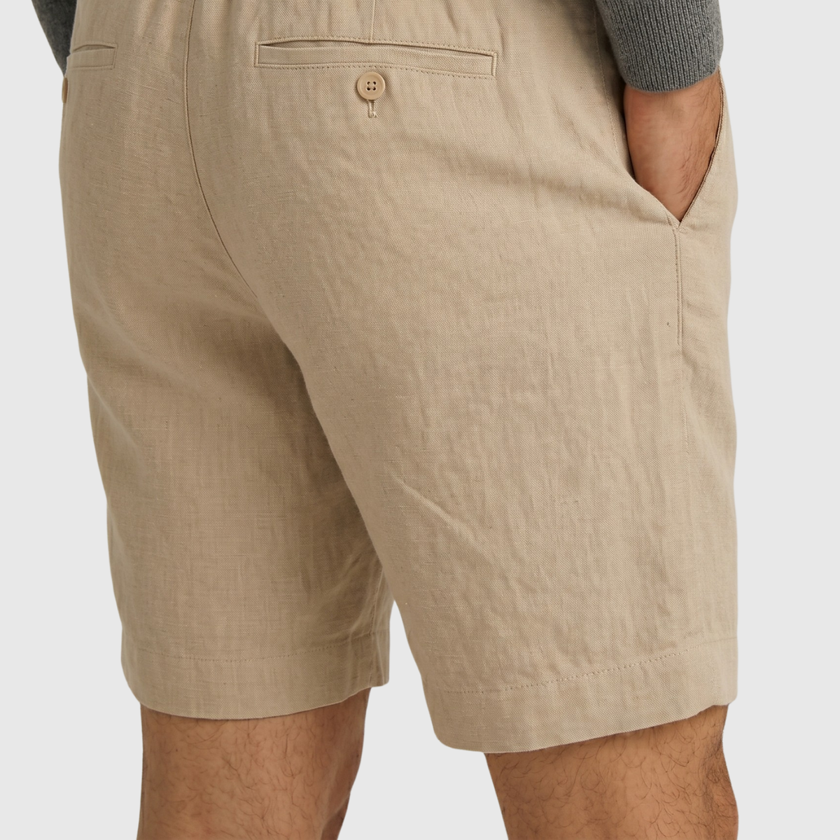 Short homme lin taille élastique cordon