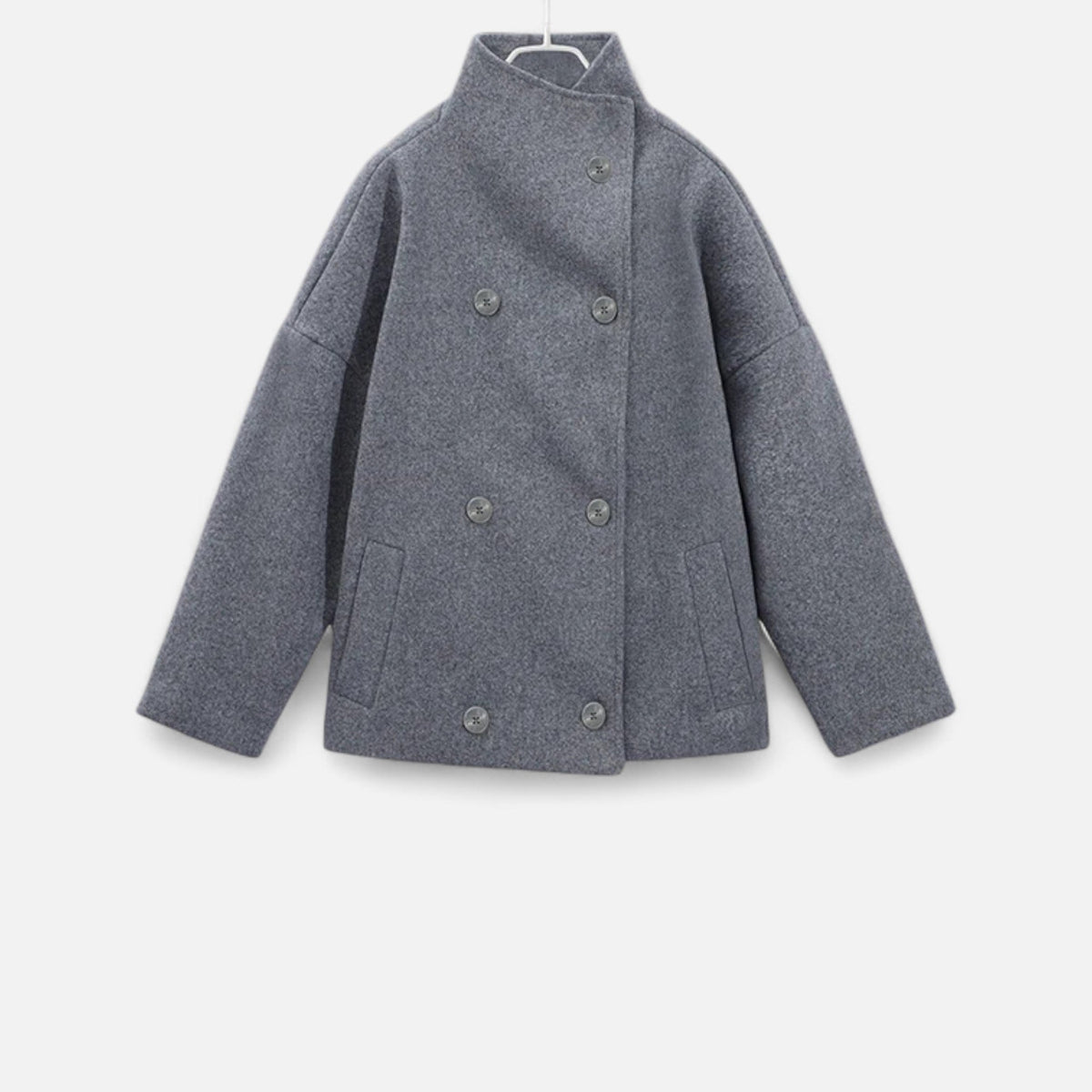 Manteau court femme col montant chic structuré hiver