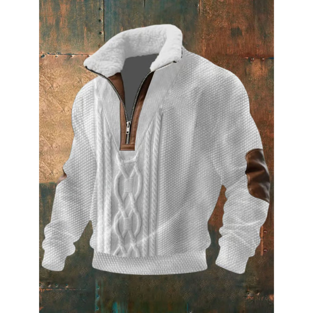 Men's warm lightweight fleece sweater, stand-up collar, outdoor activities