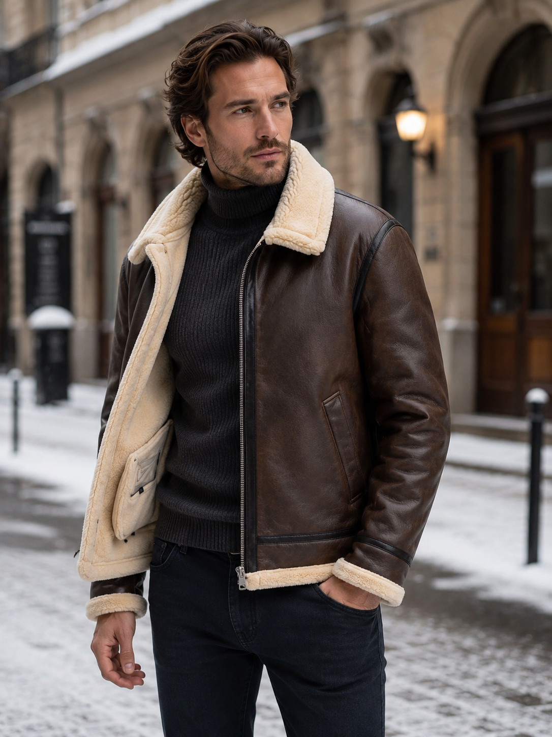 Veste aviateur homme cuir classique hiver coupe iconique
