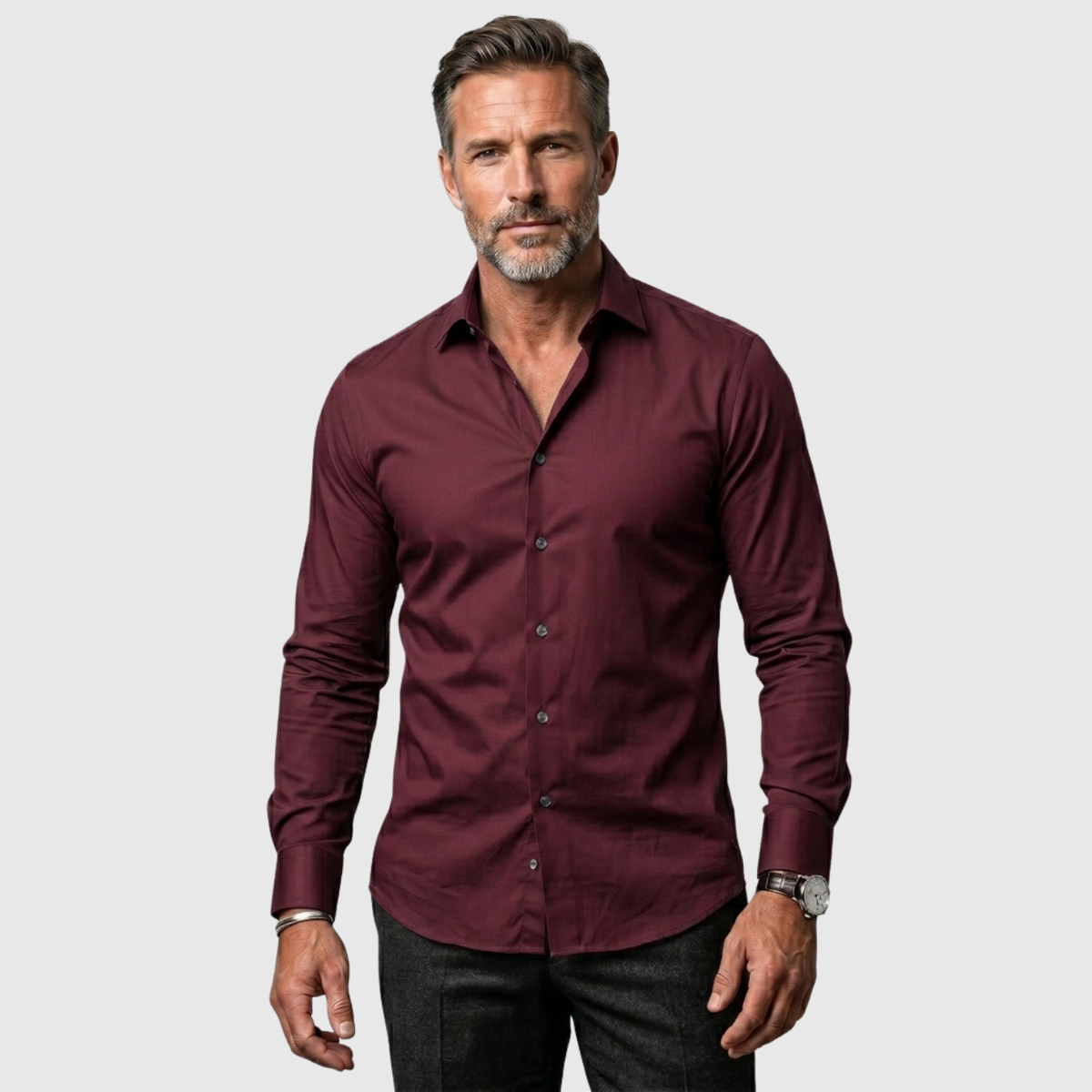 Chemise homme manches longues col classique coupe ajustée boutonnée