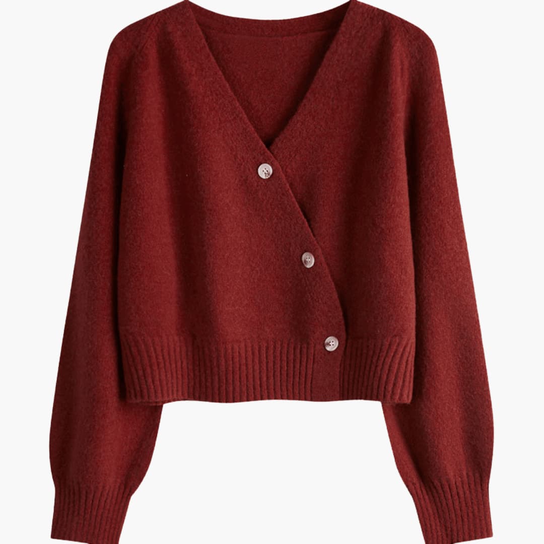 Cardigan da donna con scollo a V, bottoni, bordi a coste e vestibilità comoda