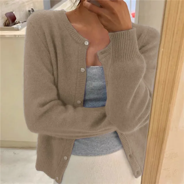 Cardigan Sydney da donna in maglia fine, vestibilità ampia ed eleganza naturale