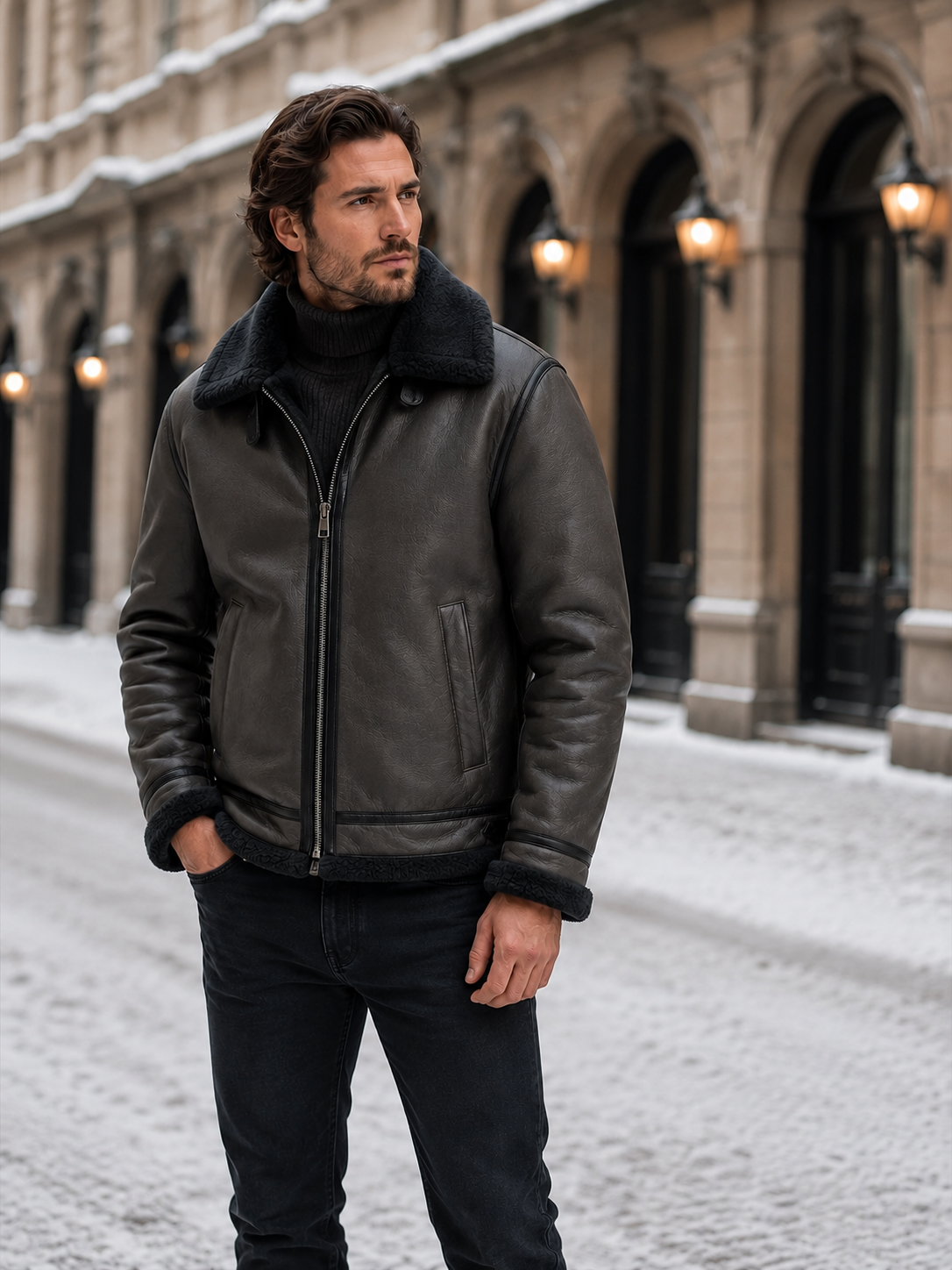 Veste aviateur homme cuir classique hiver coupe iconique