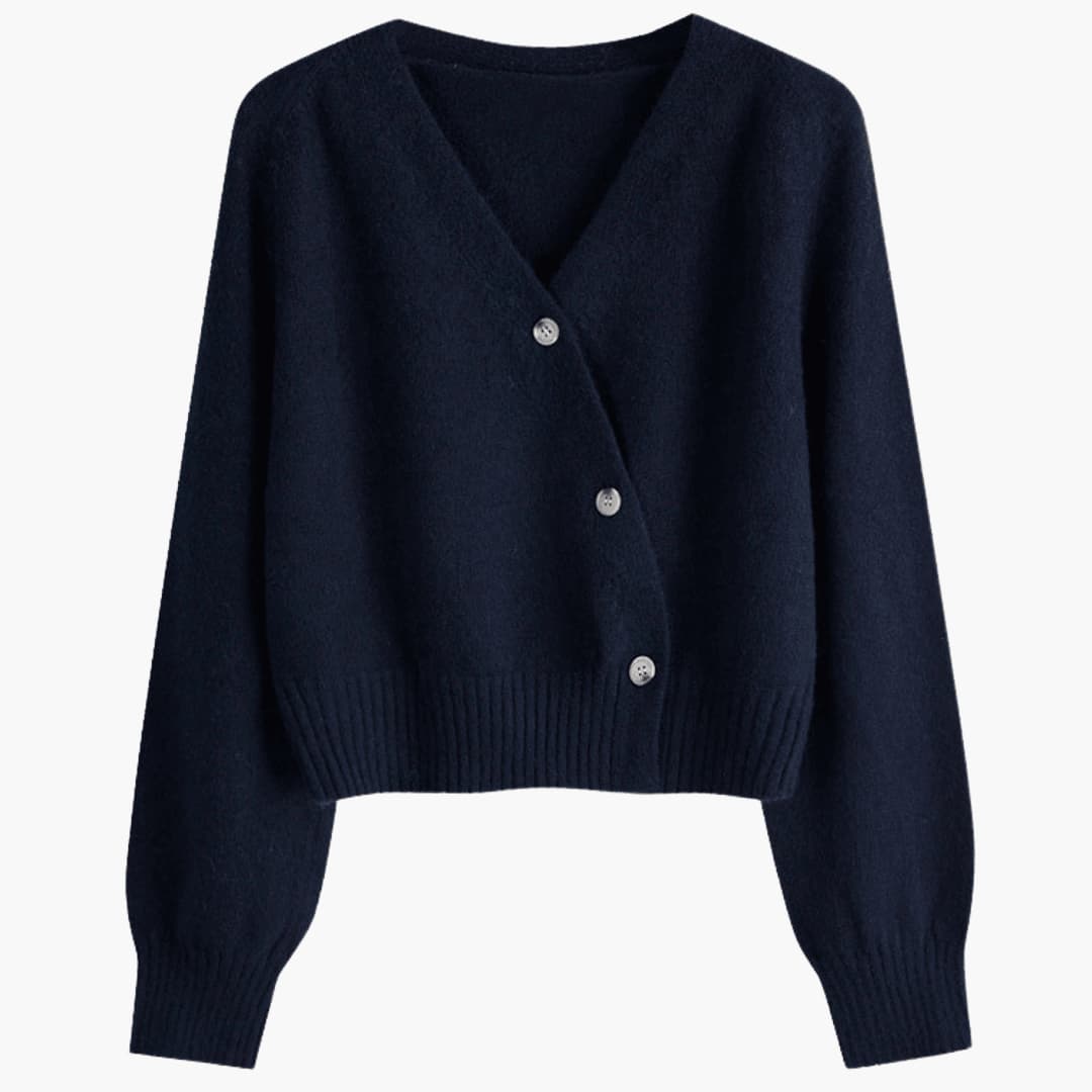 Cardigan da donna con scollo a V, bottoni, bordi a coste e vestibilità comoda