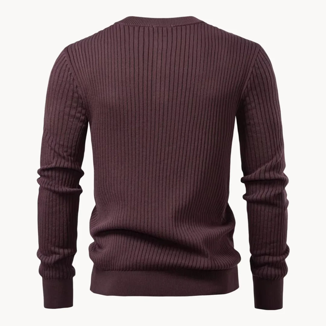 Pull homme col rond boutonné usage quotidien confort smart