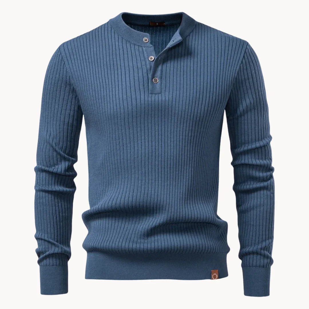 Pull homme col rond boutonné usage quotidien confort smart