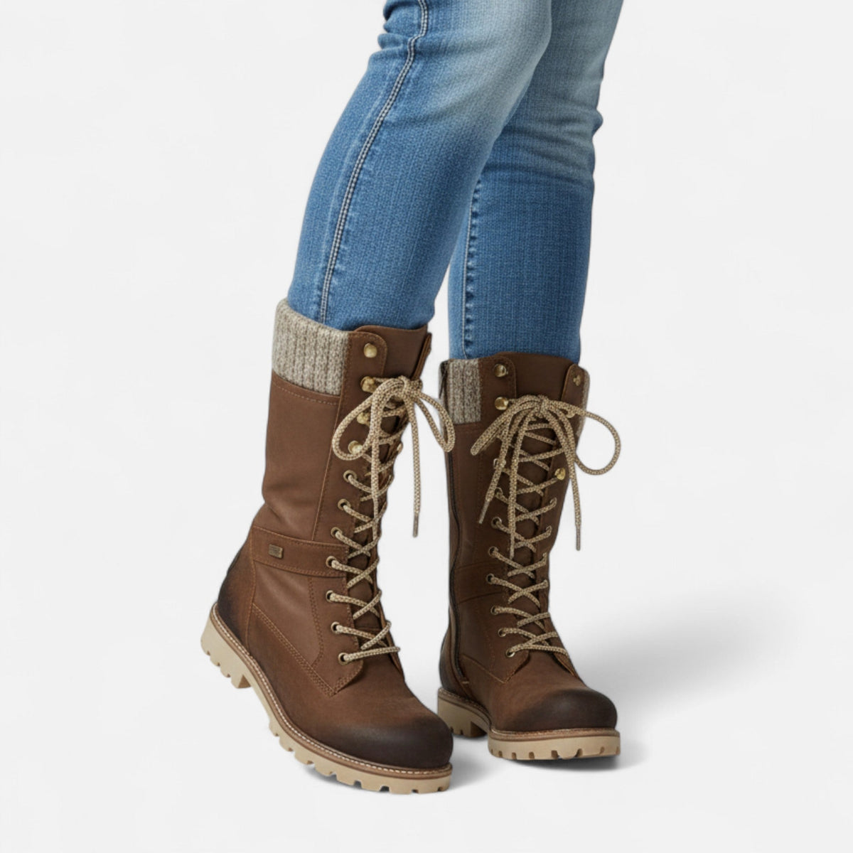 Women's waterproof winter boots with lined interior and non-slip soles