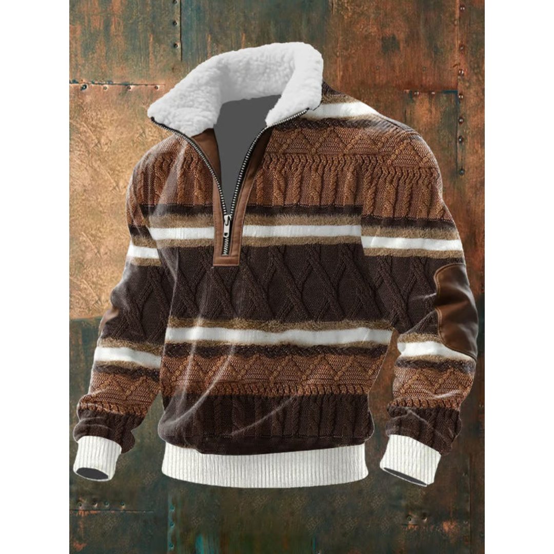 Men's warm lightweight fleece sweater, stand-up collar, outdoor activities