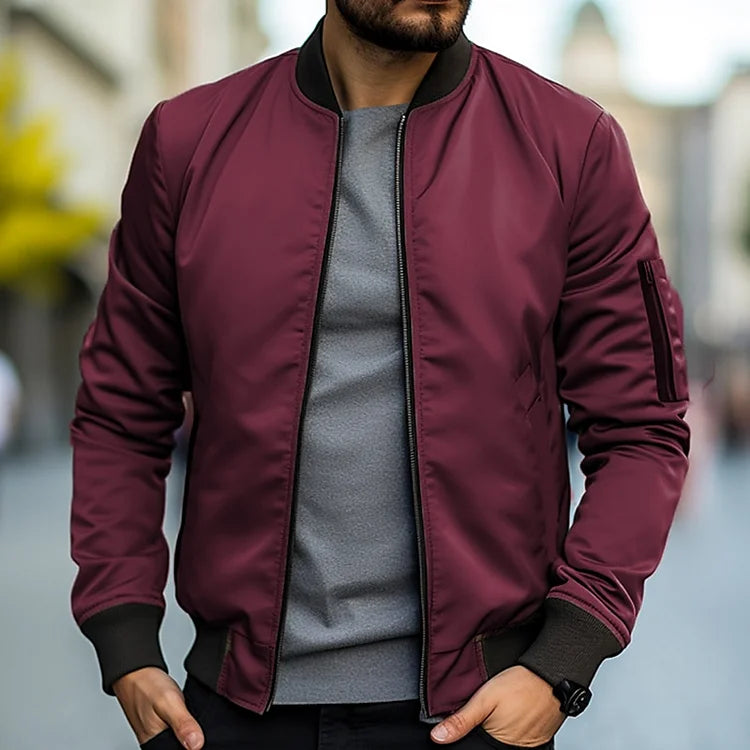 Chaqueta bomber de hombre con cremallera, ligera y de corte urbano para primavera