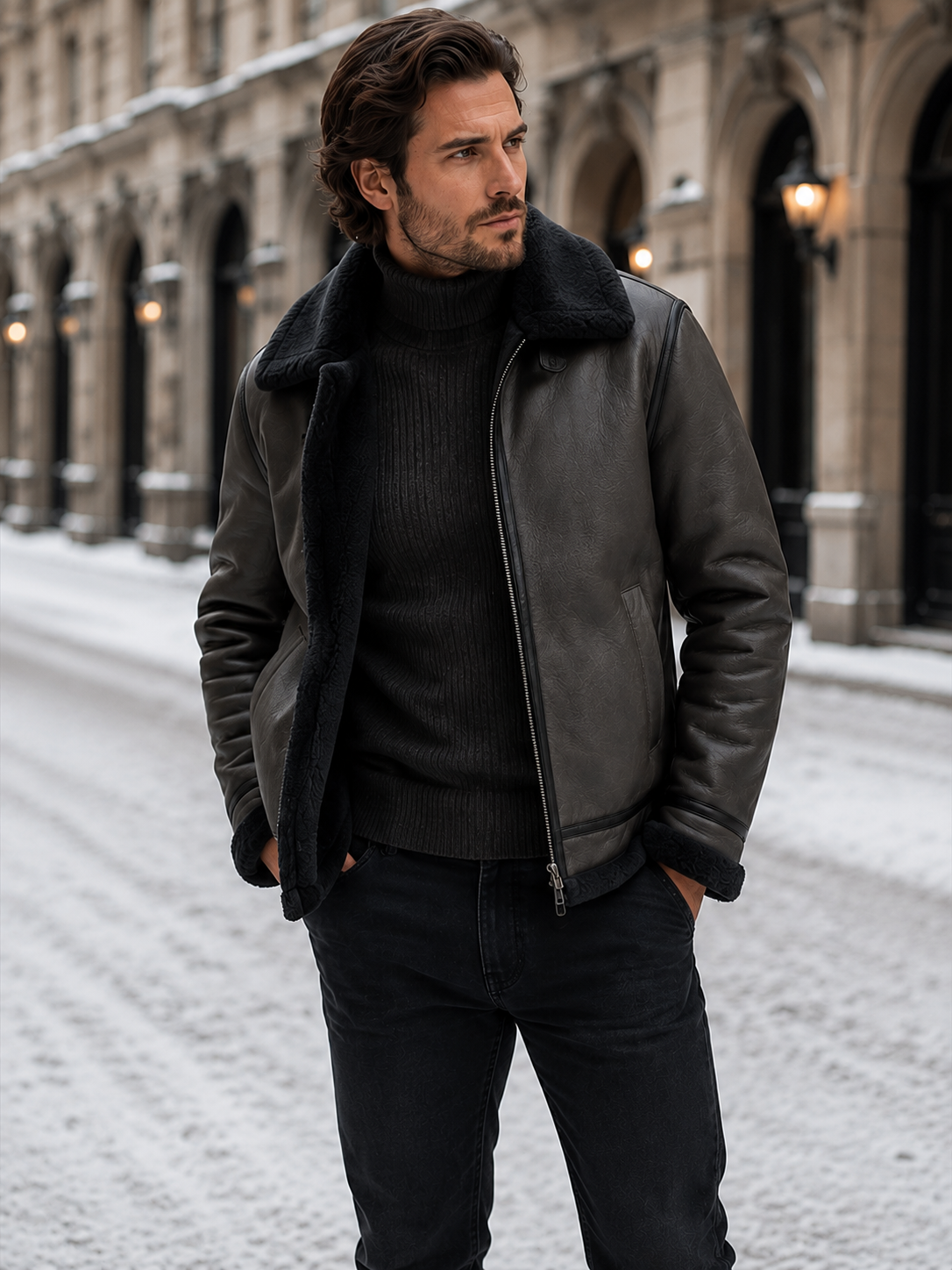 Veste aviateur homme cuir classique hiver coupe iconique