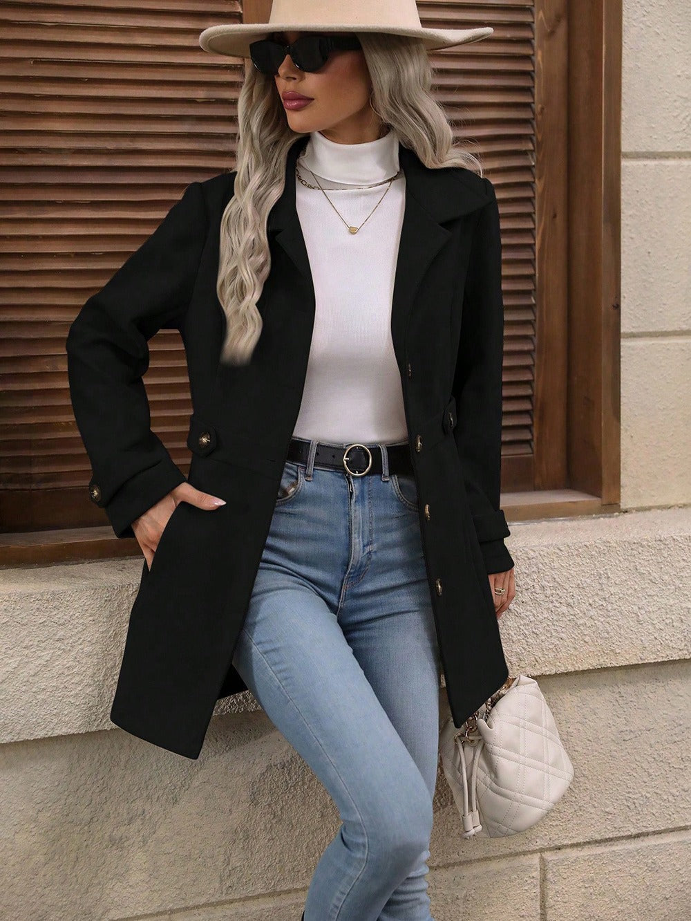 Gabardina de otoño para mujer, con cinturón ajustable y corte entallado