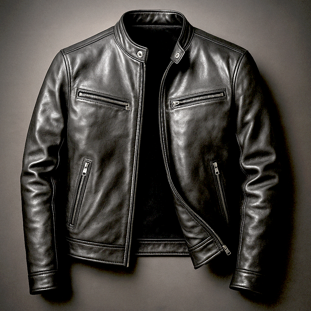 Chaqueta de cuero urbana informal para hombre, de estilo vintage, con forro de algodón y cremallera