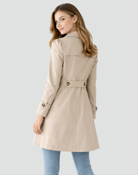Trench da donna slim fit, leggero, con revers classici
