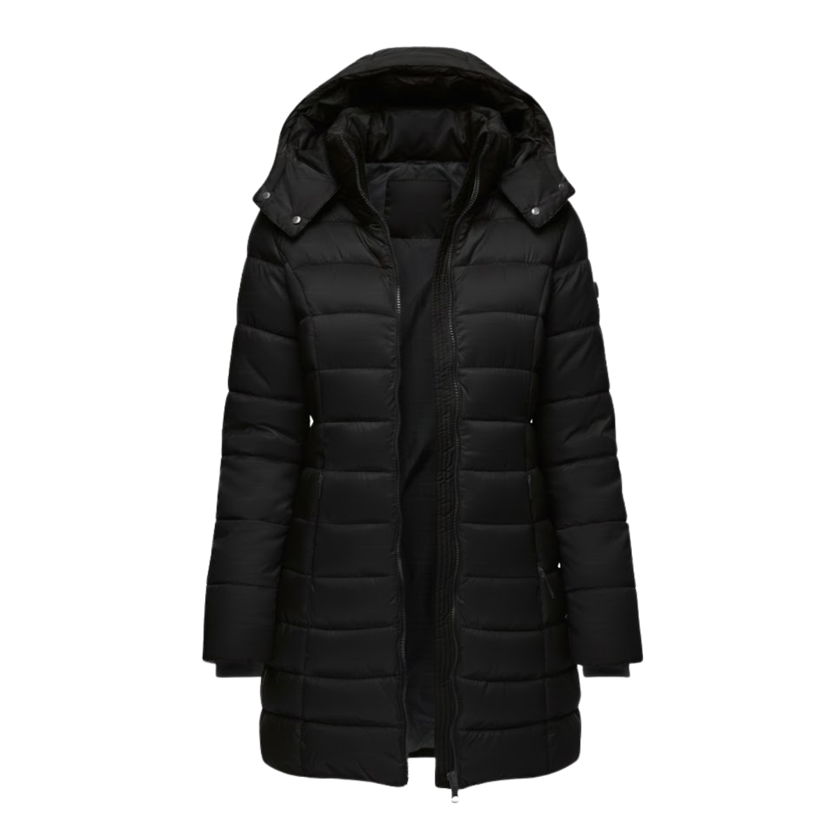 Parka acolchada de largo medio para mujer, con capucha y corte ajustado, ideal para el invierno