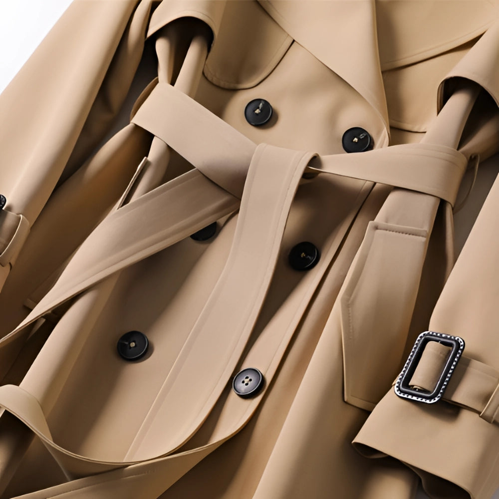 Trench-coat femme long double boutonnage coupe structurée