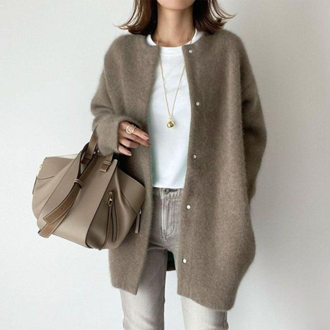 Elegant, lightweight, warm women's cashmere cardigan with refined style