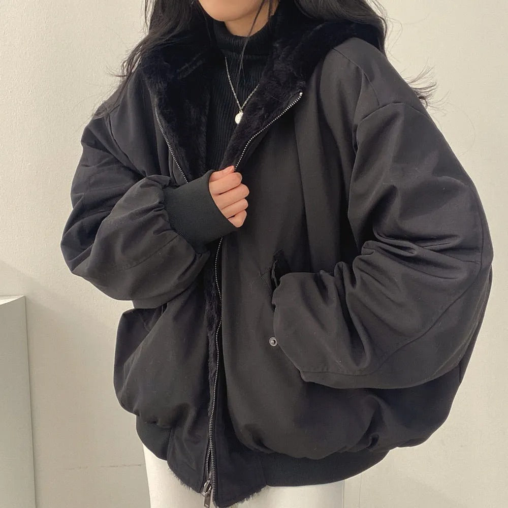 Chaqueta de invierno para mujer, de doble capa, diseño elegante y corte entallado