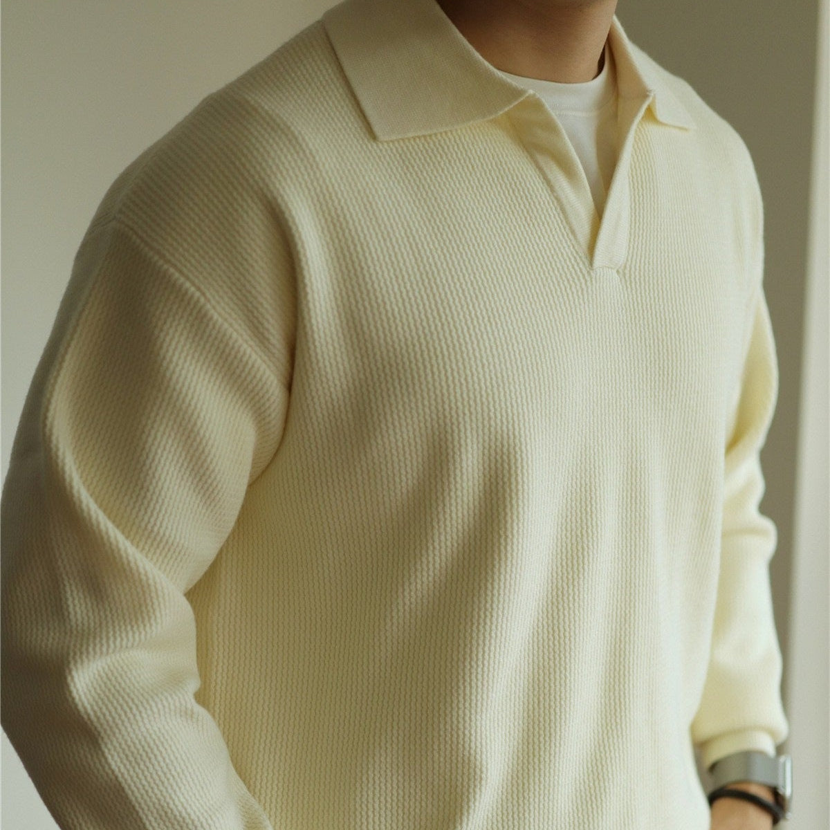 Polo clásico de punto para hombre, de elegancia informal