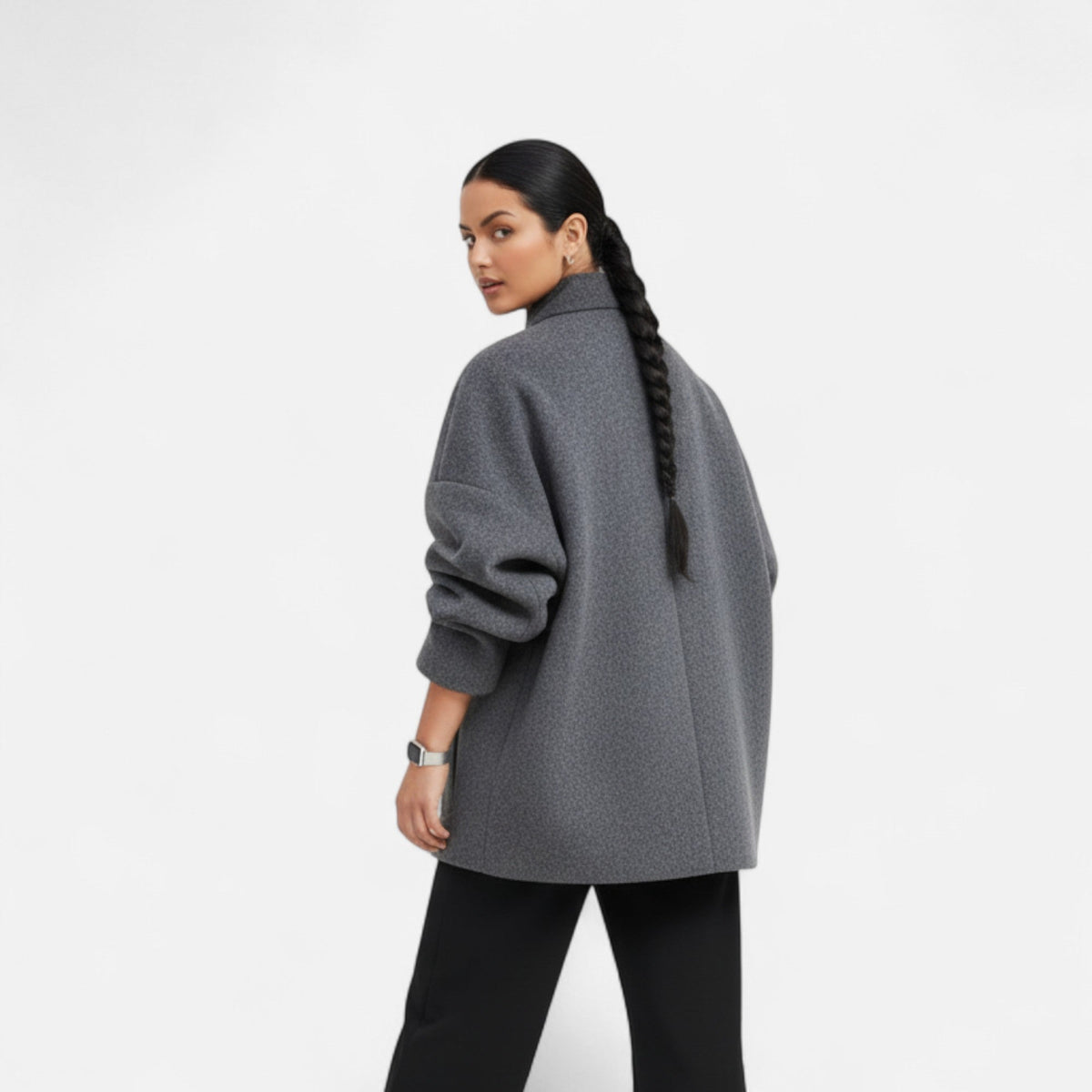 Manteau court femme col montant chic structuré hiver