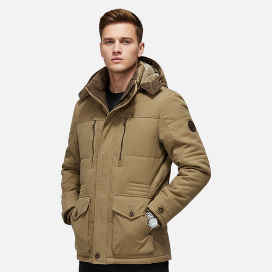 Parka homme épaisse matelassée capuche grand froid élégante