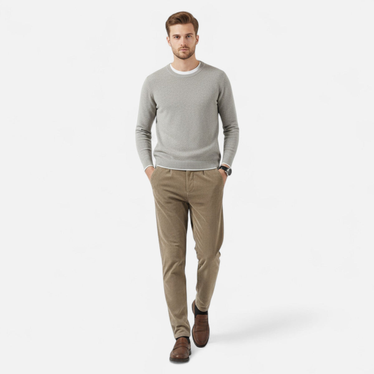 Men's corduroy trousers, classic fit, elegant comfort