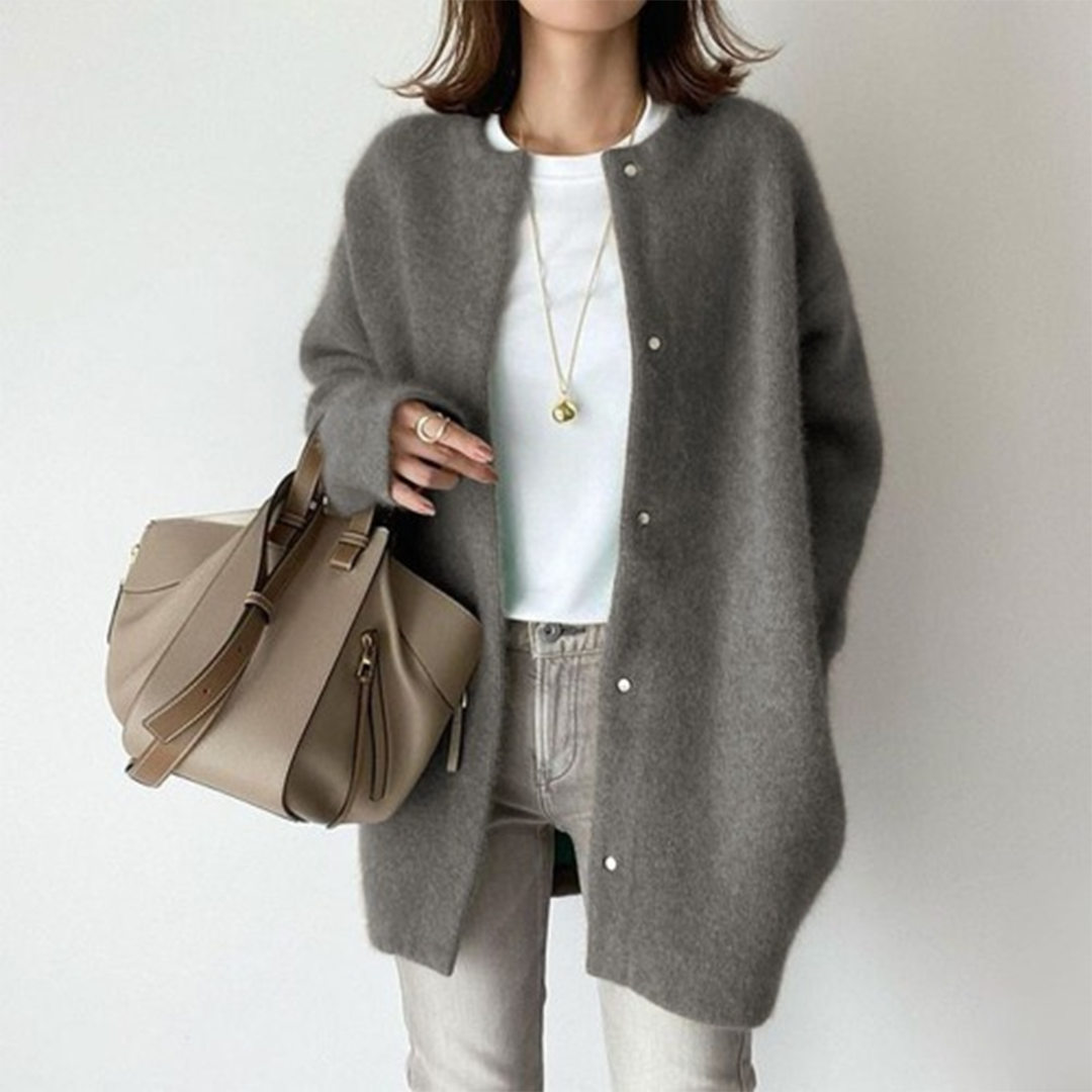 Elegant casual women's knit cardigan with V-neck