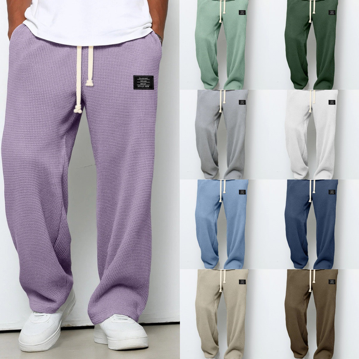 Pantalon homme quotidien coupe décontractée taille réglable léger