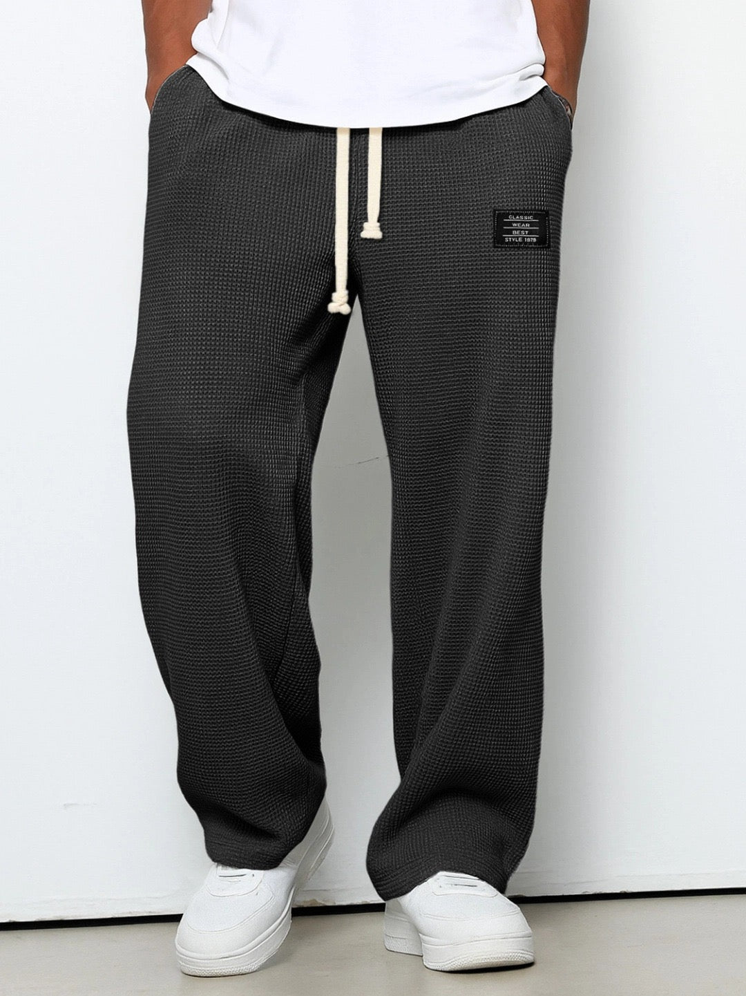 Pantalon homme quotidien coupe décontractée taille réglable léger