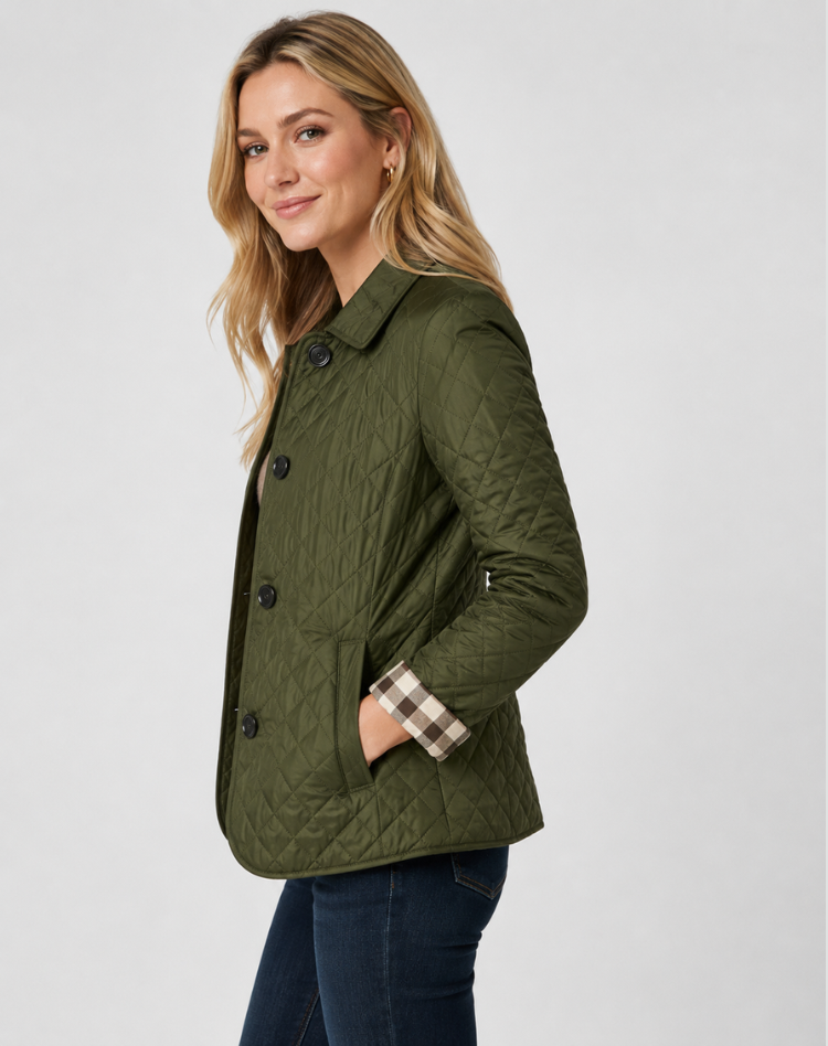 Veste matelassée femme transition col boutons élégante